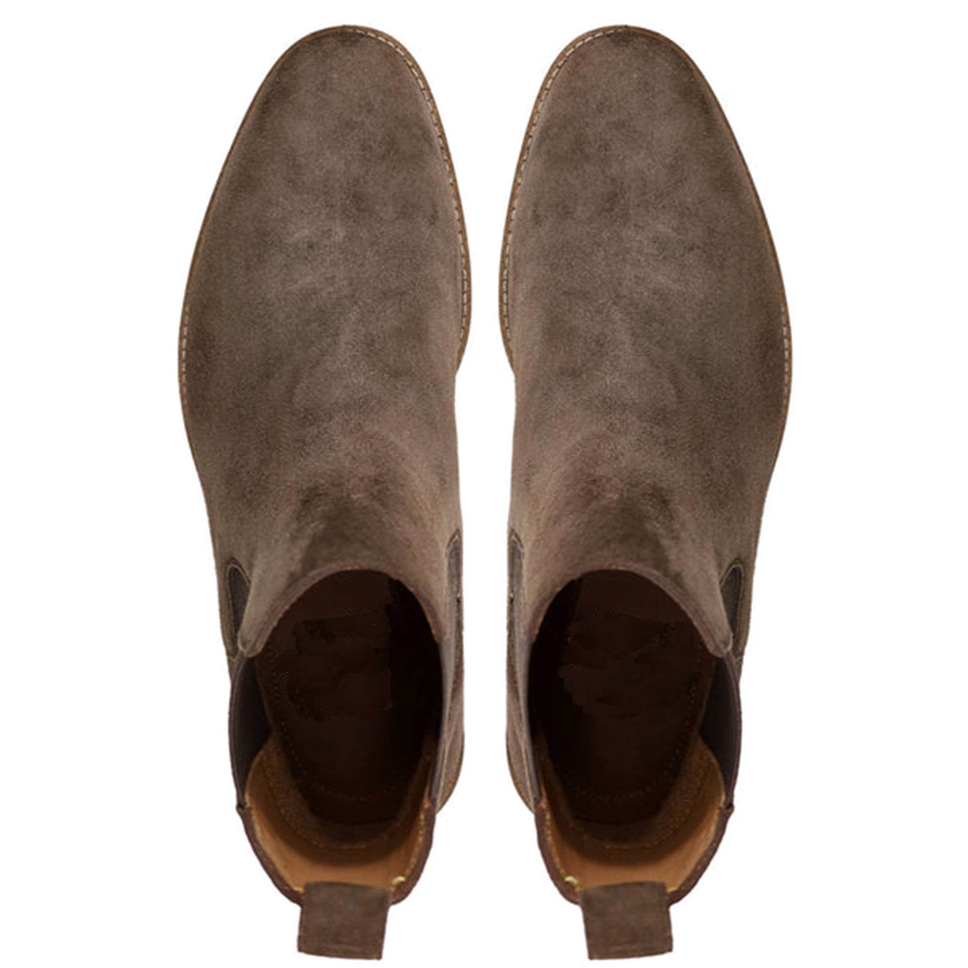 noirtide Handmade, Custom Suede Leather Men Brown Chelsea Boots