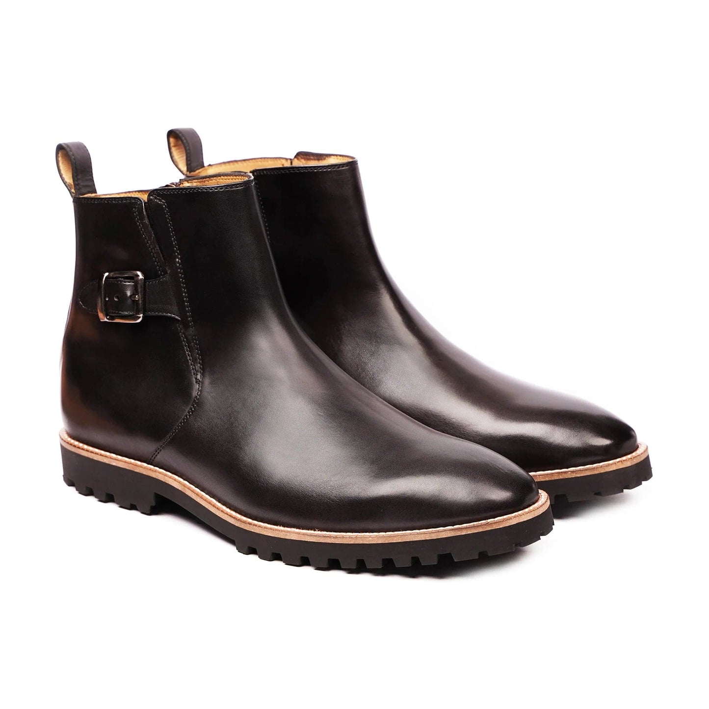 noirtide Handmade Customisable Black Calf Leather Chelsea Boots For Men