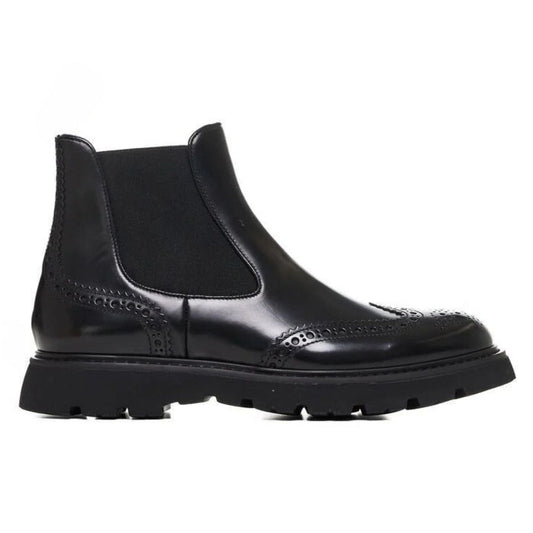 noirtide Handmade Customisable Black Leather Chunky Sole Chelsea Boots