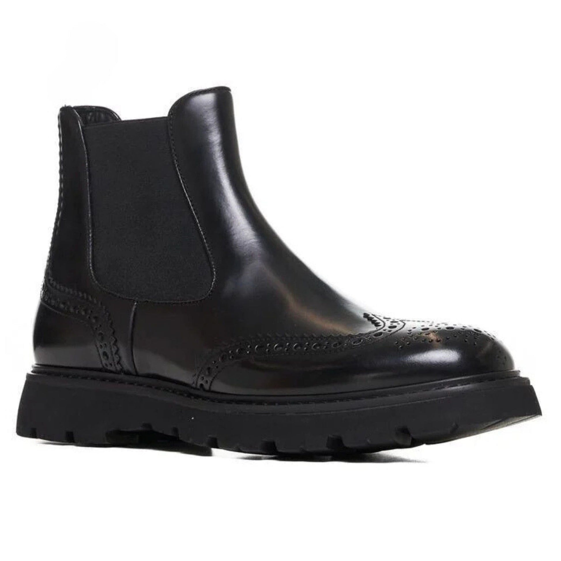 noirtide Handmade Customisable Black Leather Chunky Sole Chelsea Boots