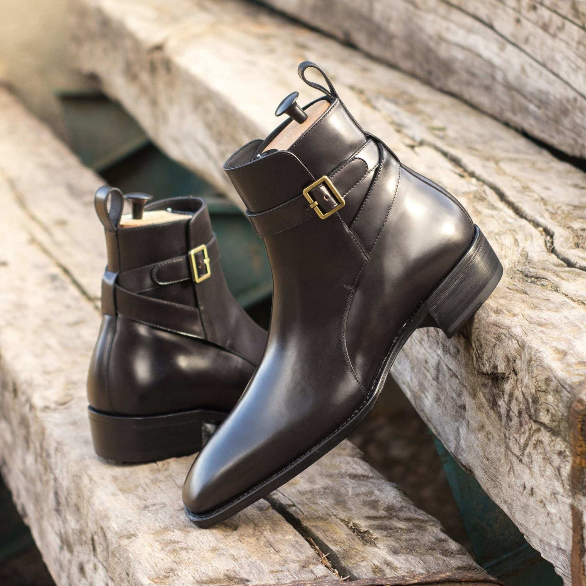 noirtide Handmade Customisable Black Leather Joshpur Boots For Men