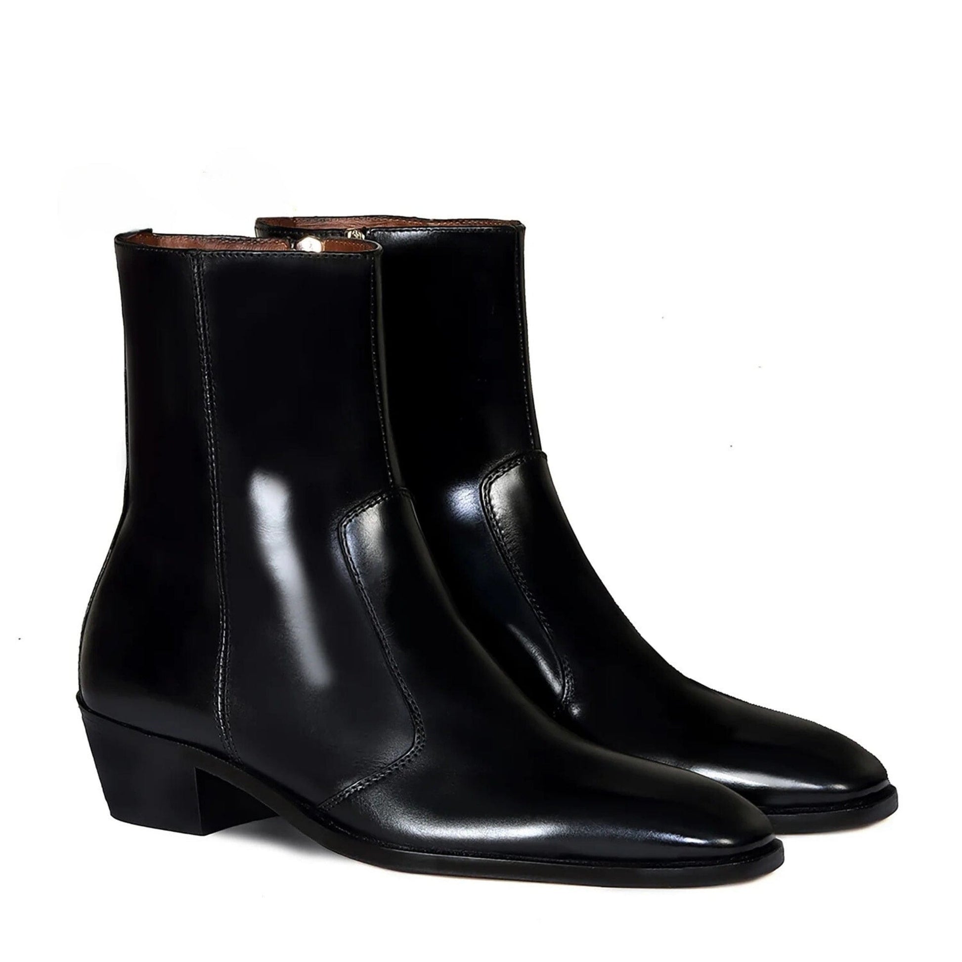 noirtide Handmade Customisable Black Patent Leather Chelsea Boots For Men