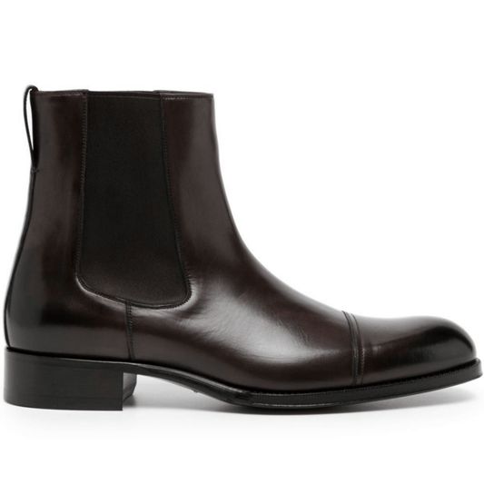 noirtide Handmade Customisable Brown Leather Chelsea Boots For Men