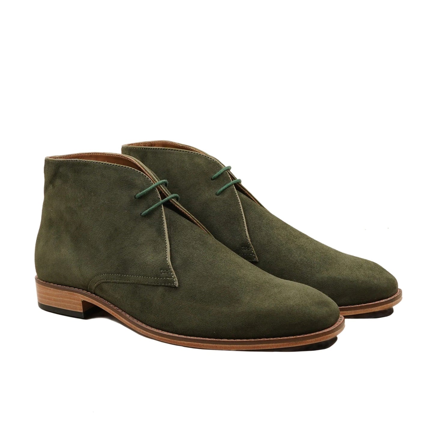 noirtide Handmade Customisable Olive Green Suede Leather Men Chukka Boots