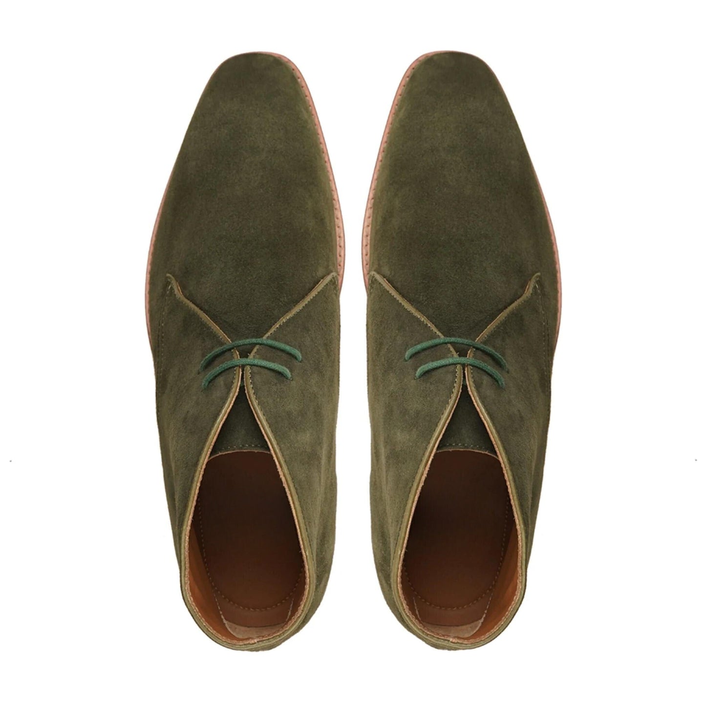 noirtide Handmade Customisable Olive Green Suede Leather Men Chukka Boots