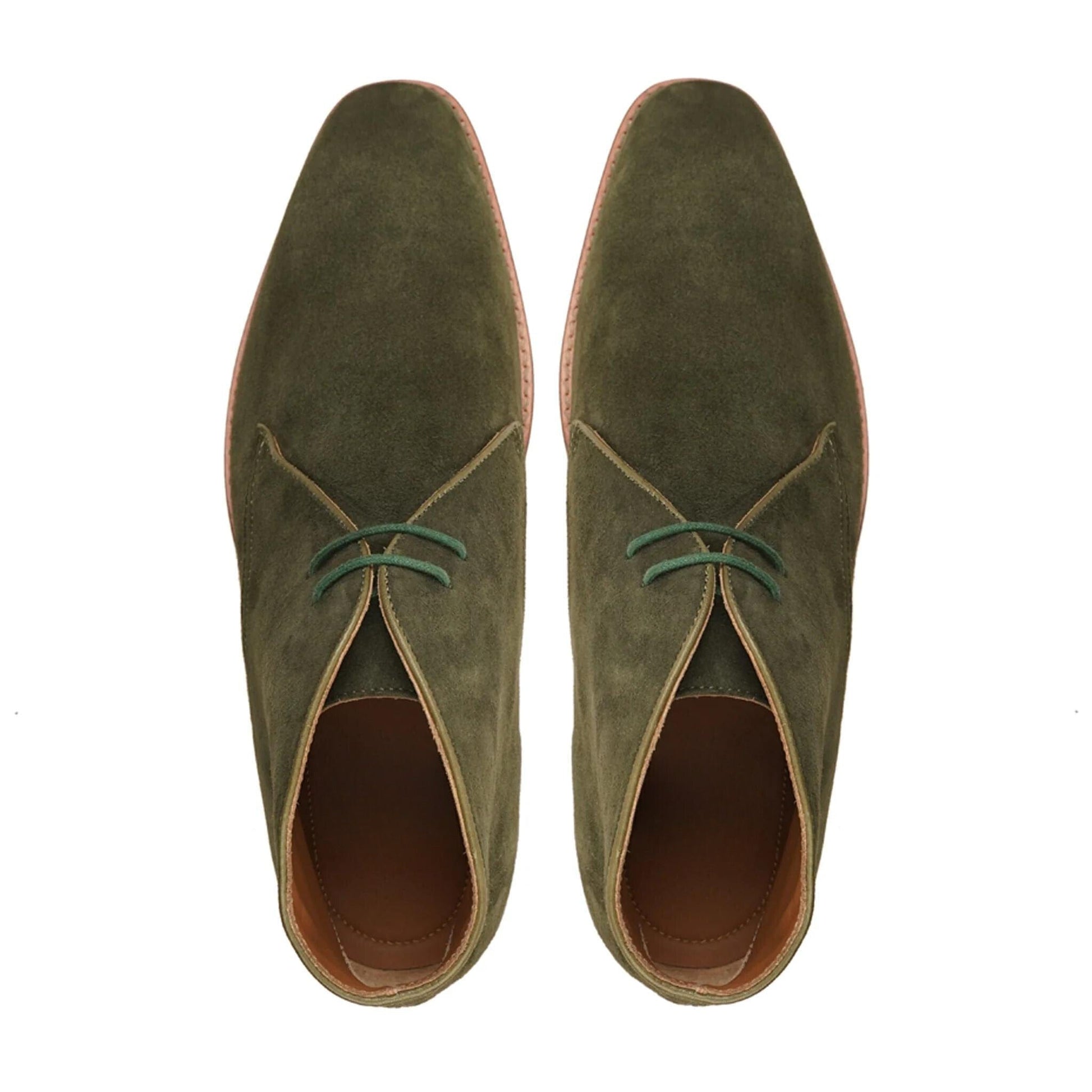 noirtide Handmade Customisable Olive Green Suede Leather Men Chukka Boots