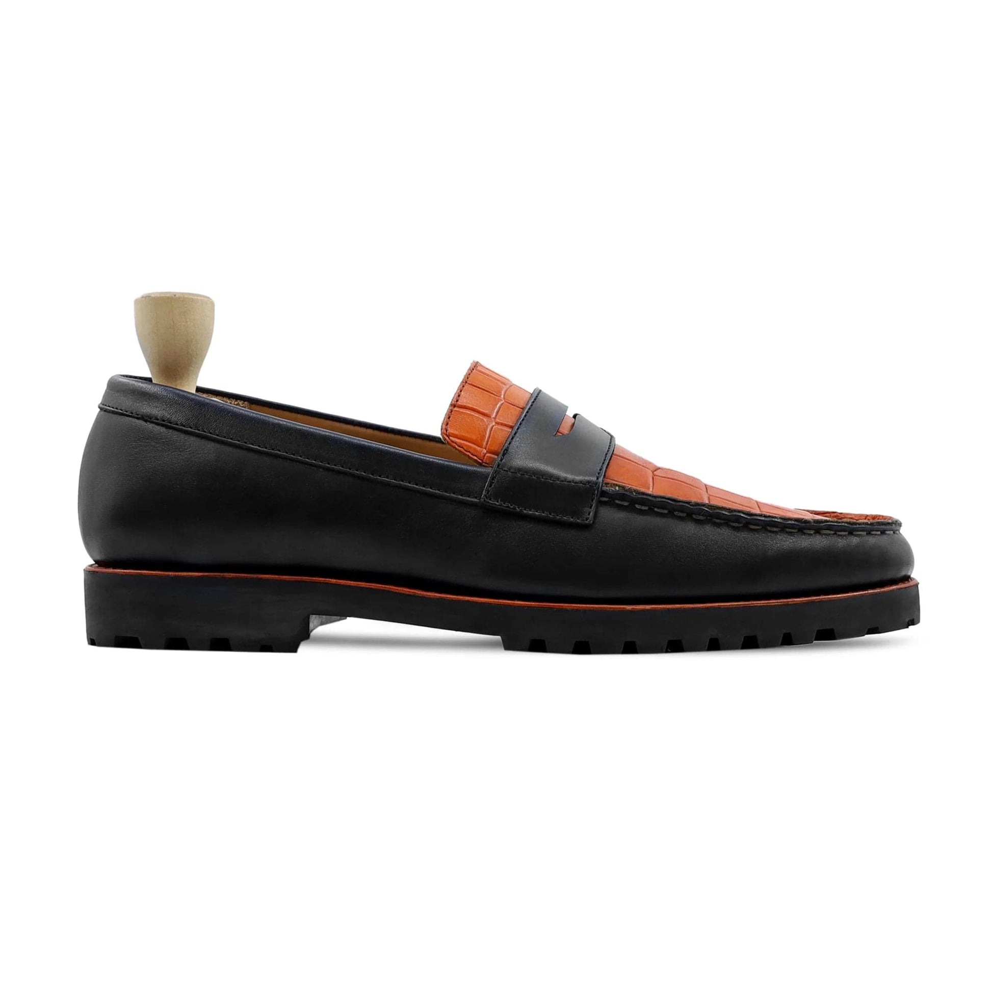 noirtide Handmade Customizable Black and Tan Calf Leather Men Loafer