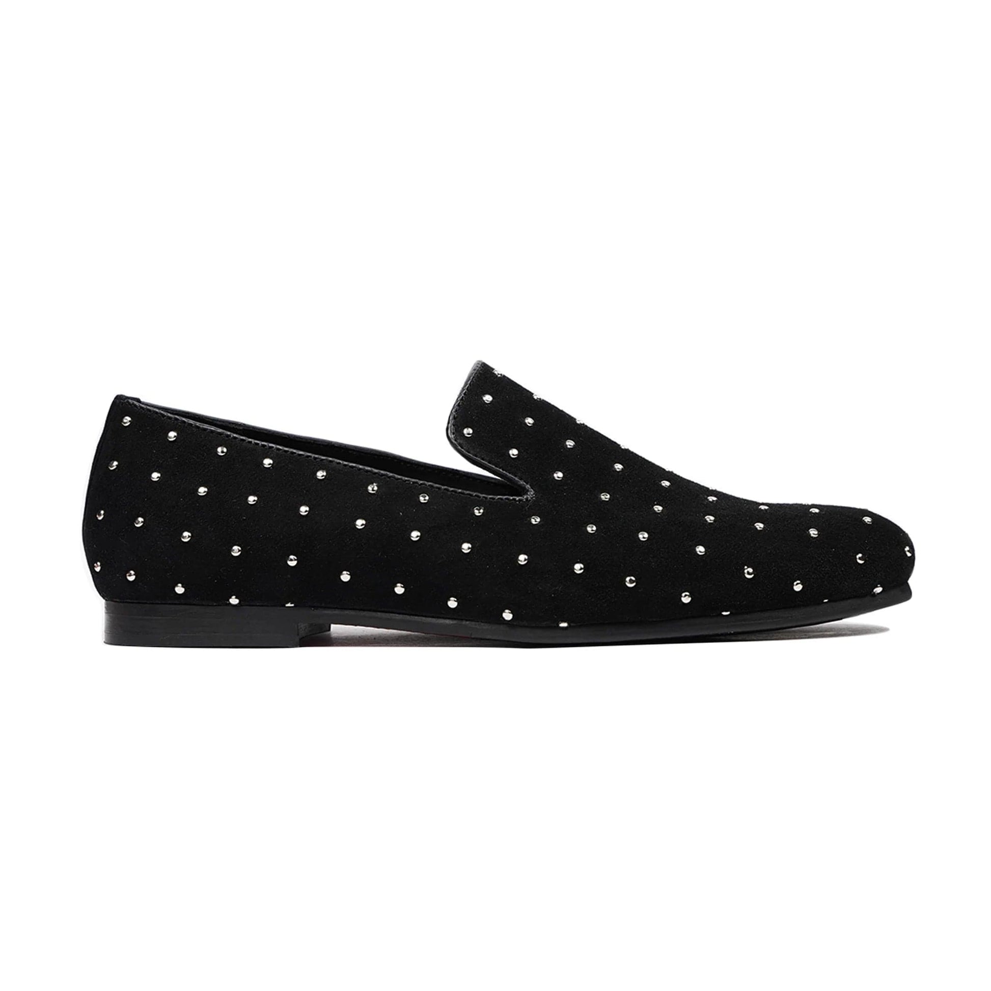 noirtide Handmade Customizable Black Suede Leather Men Studs Loafer