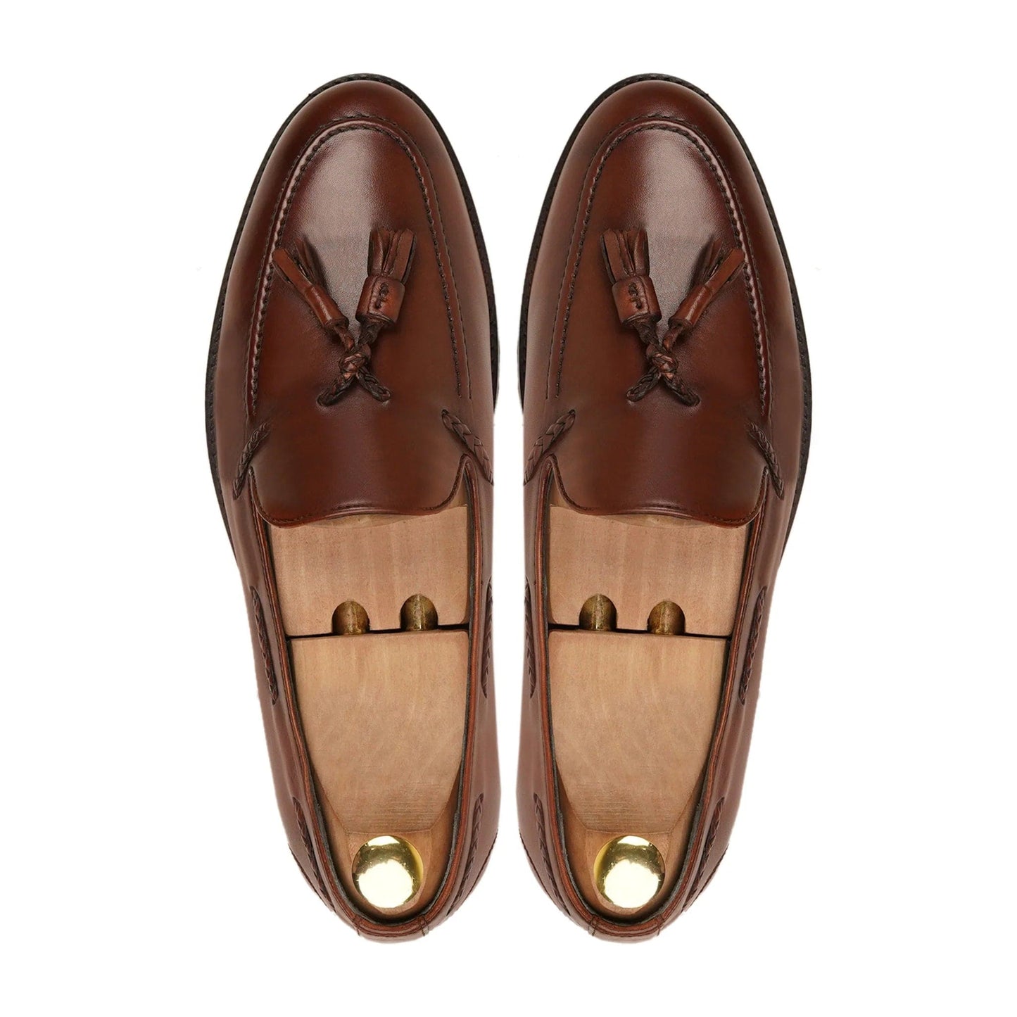 noirtide Handmade Customizable Calf Leather Brown Men Tassel Loafer