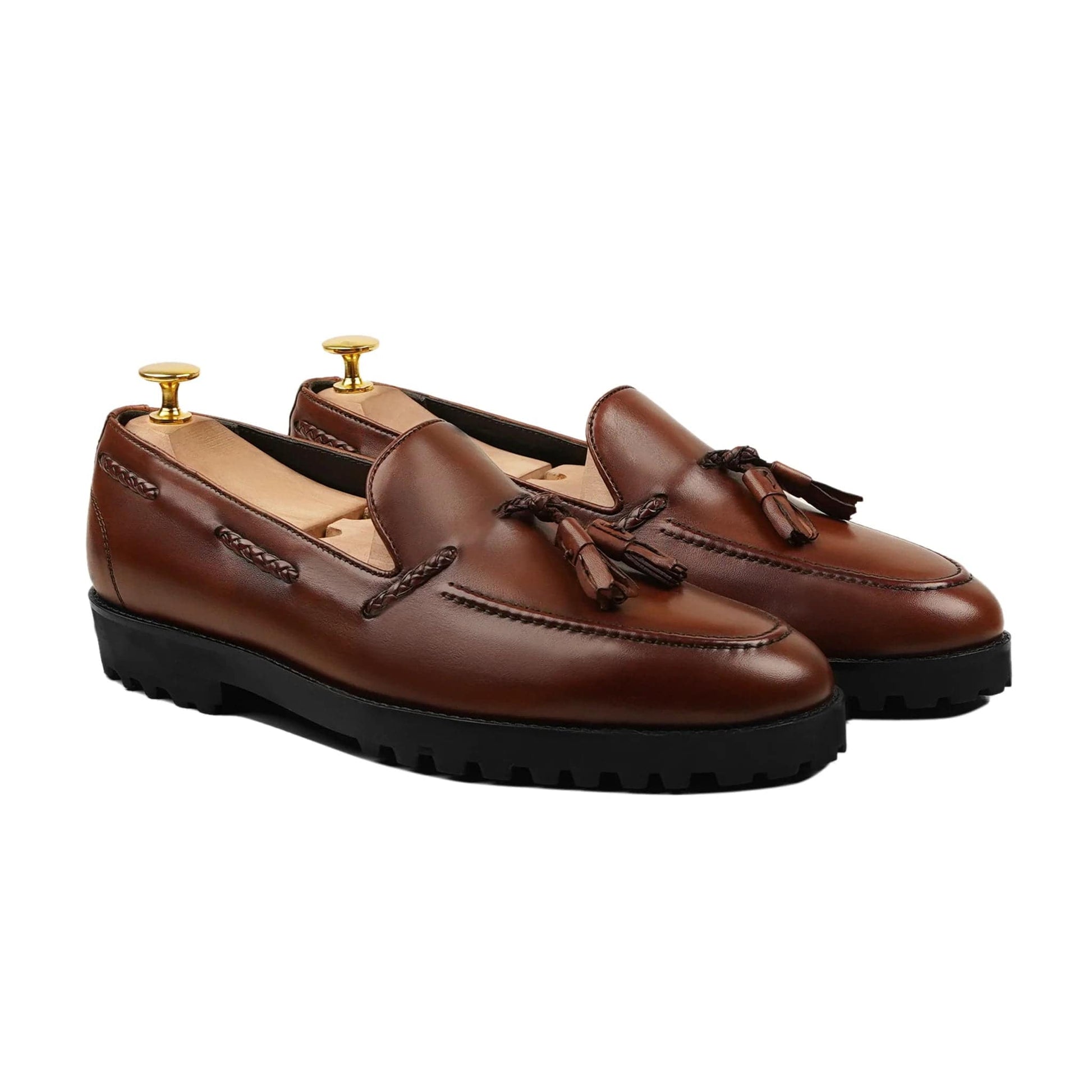 noirtide Handmade Customizable Calf Leather Brown Men Tassel Loafer