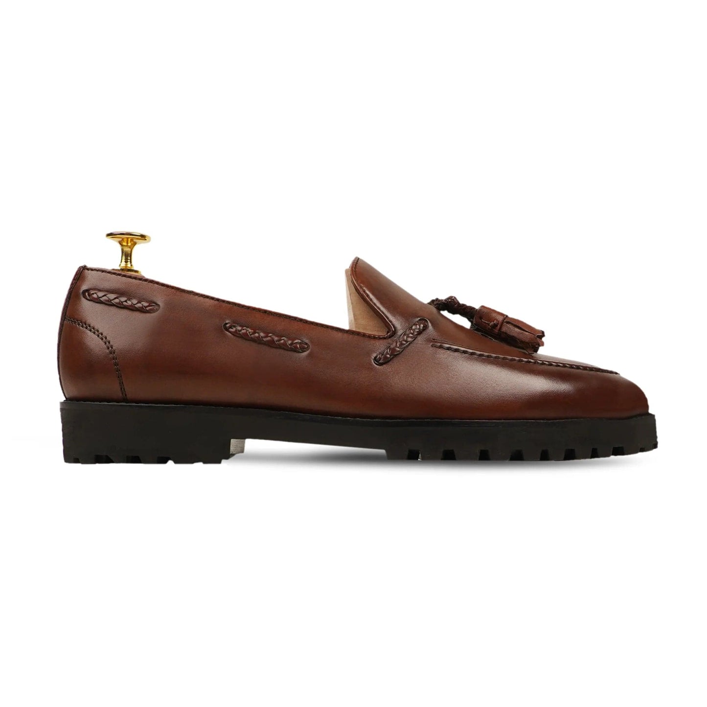 noirtide Handmade Customizable Calf Leather Brown Men Tassel Loafer