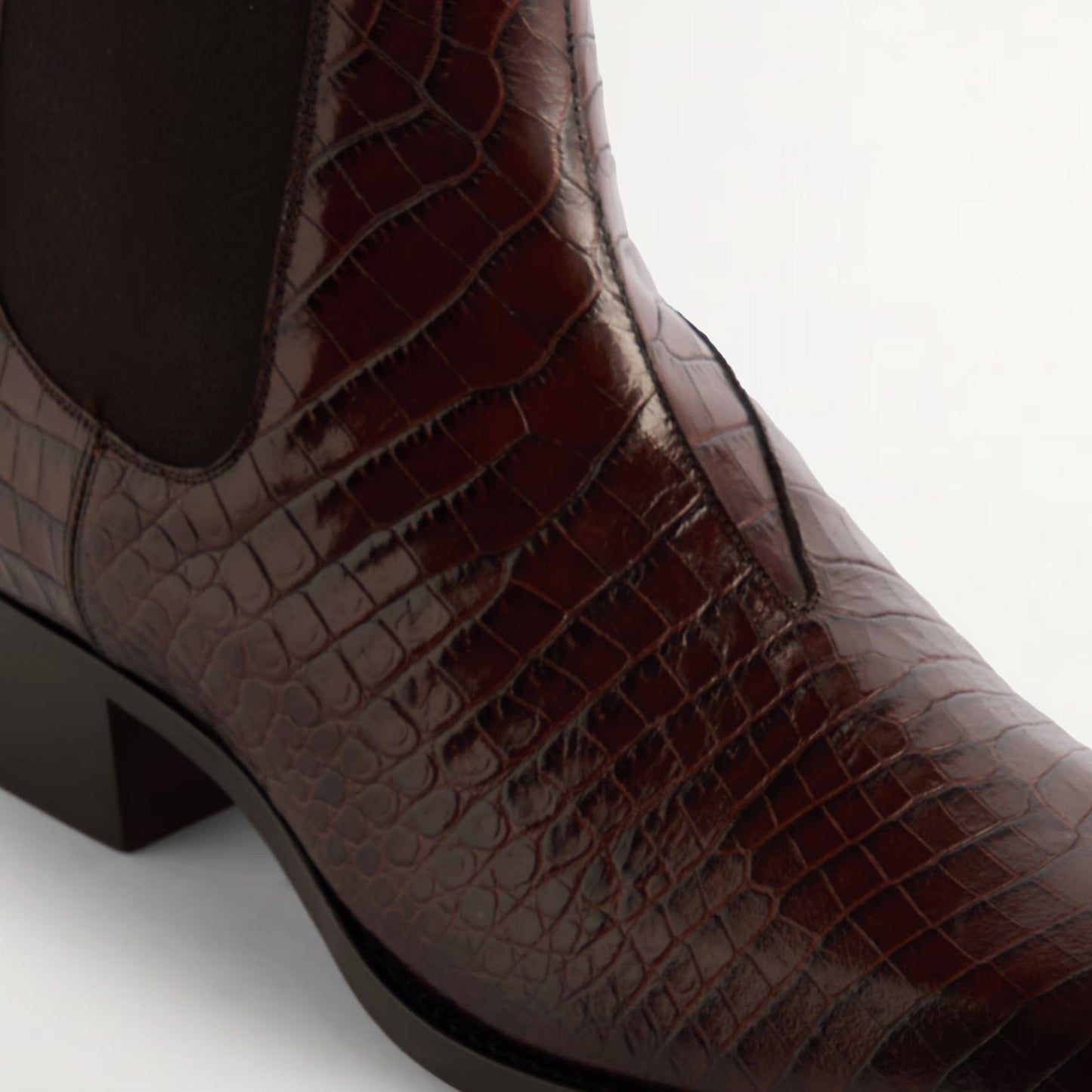 noirtide Handmade Customizable Croc-Effect Leather Chelsea Boots