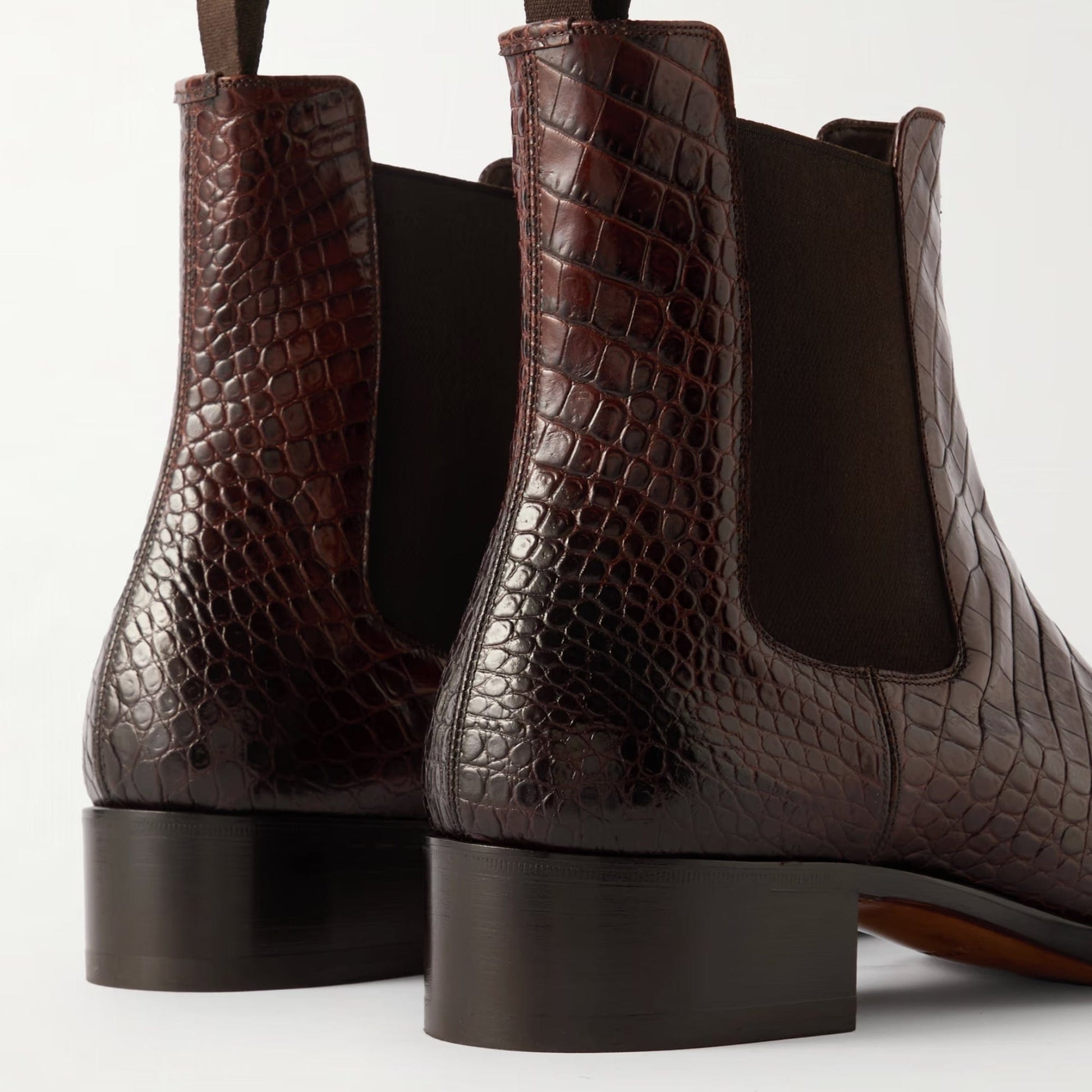 noirtide Handmade Customizable Croc-Effect Leather Chelsea Boots