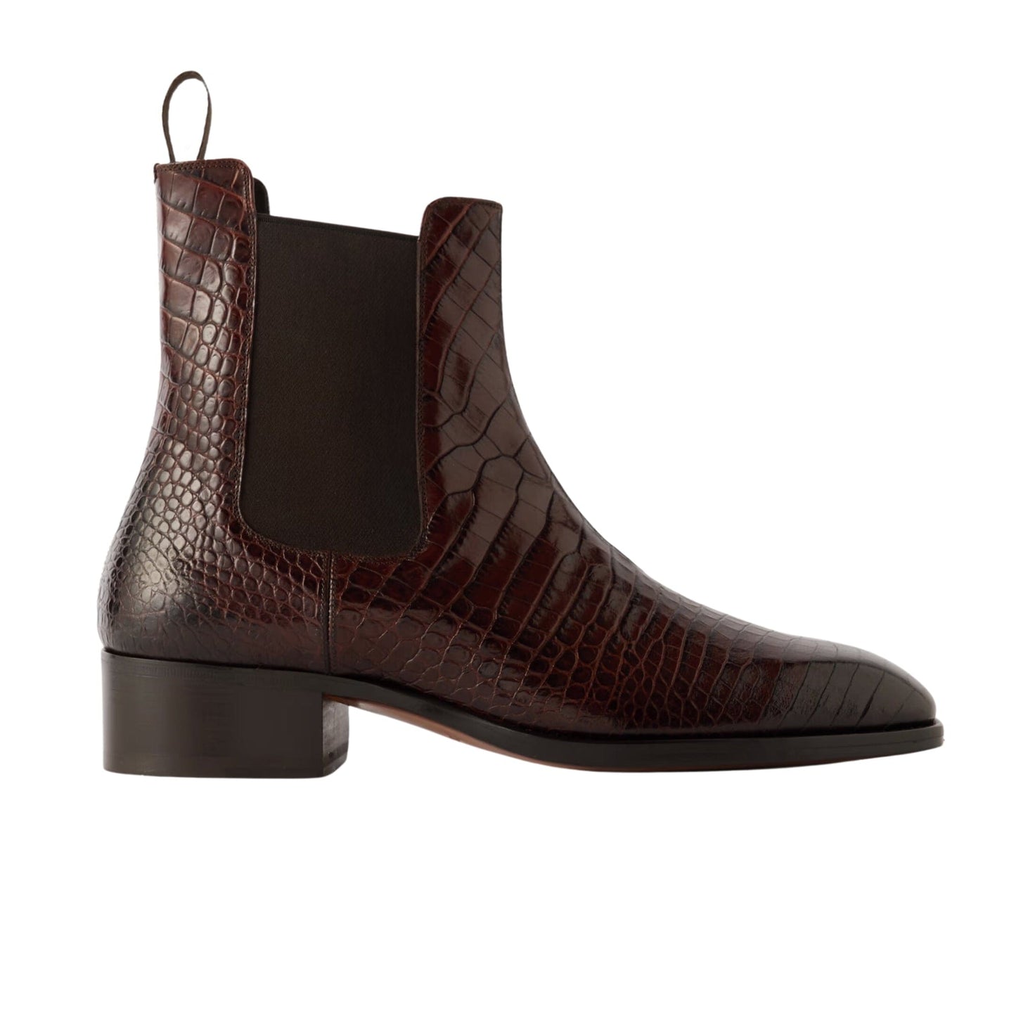 noirtide Handmade Customizable Croc-Effect Leather Chelsea Boots