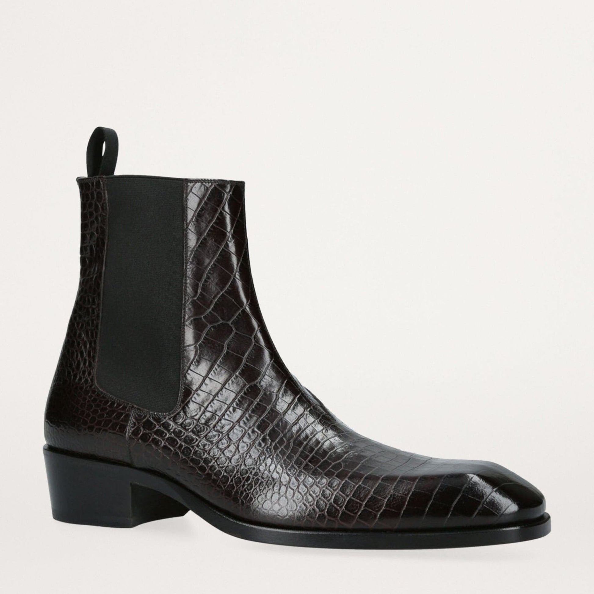 noirtide Handmade Customizable Croc-Effect Leather Chelsea Boots