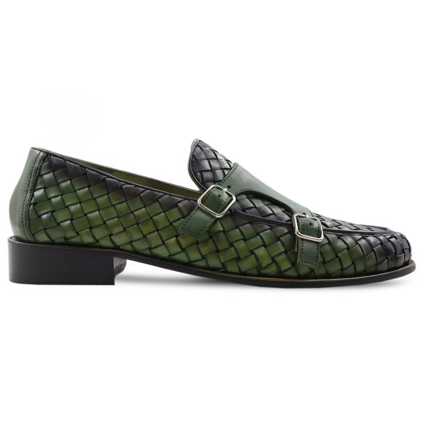 noirtide Handmade Customizable Men's Green Calf Leather Monkstrap Loafer