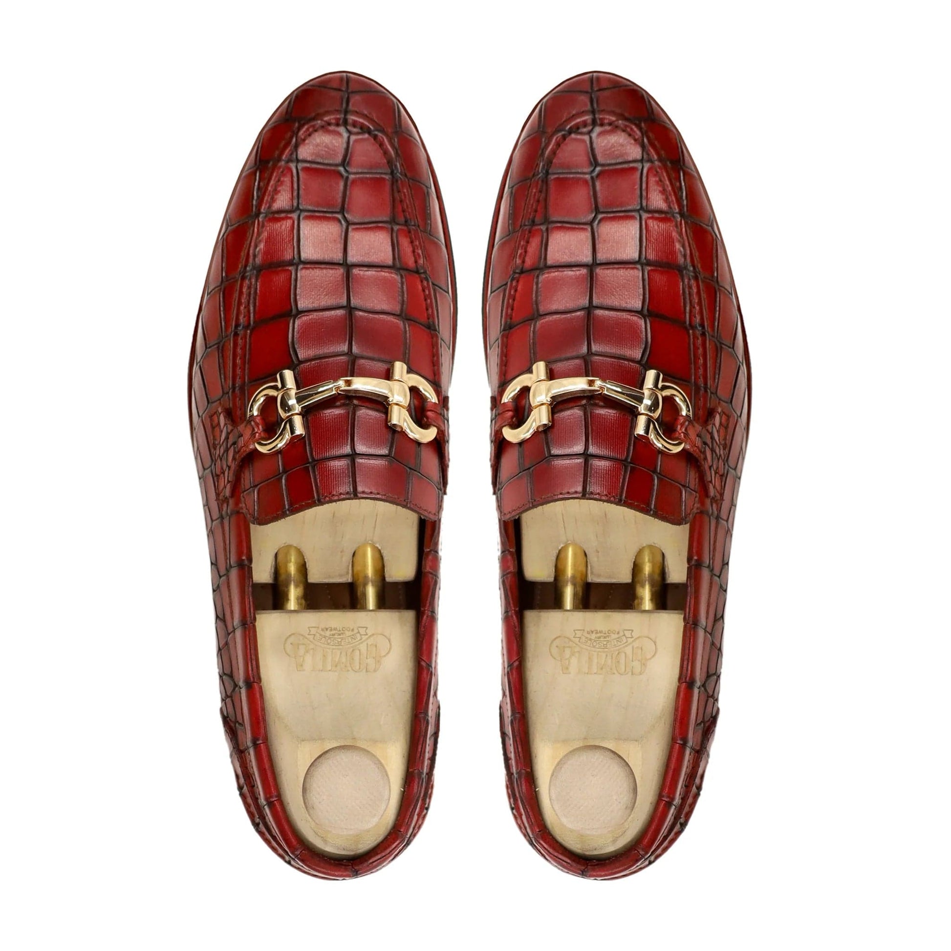 noirtide Handmade Customizable Men's Horse Bit Men Red Loafers