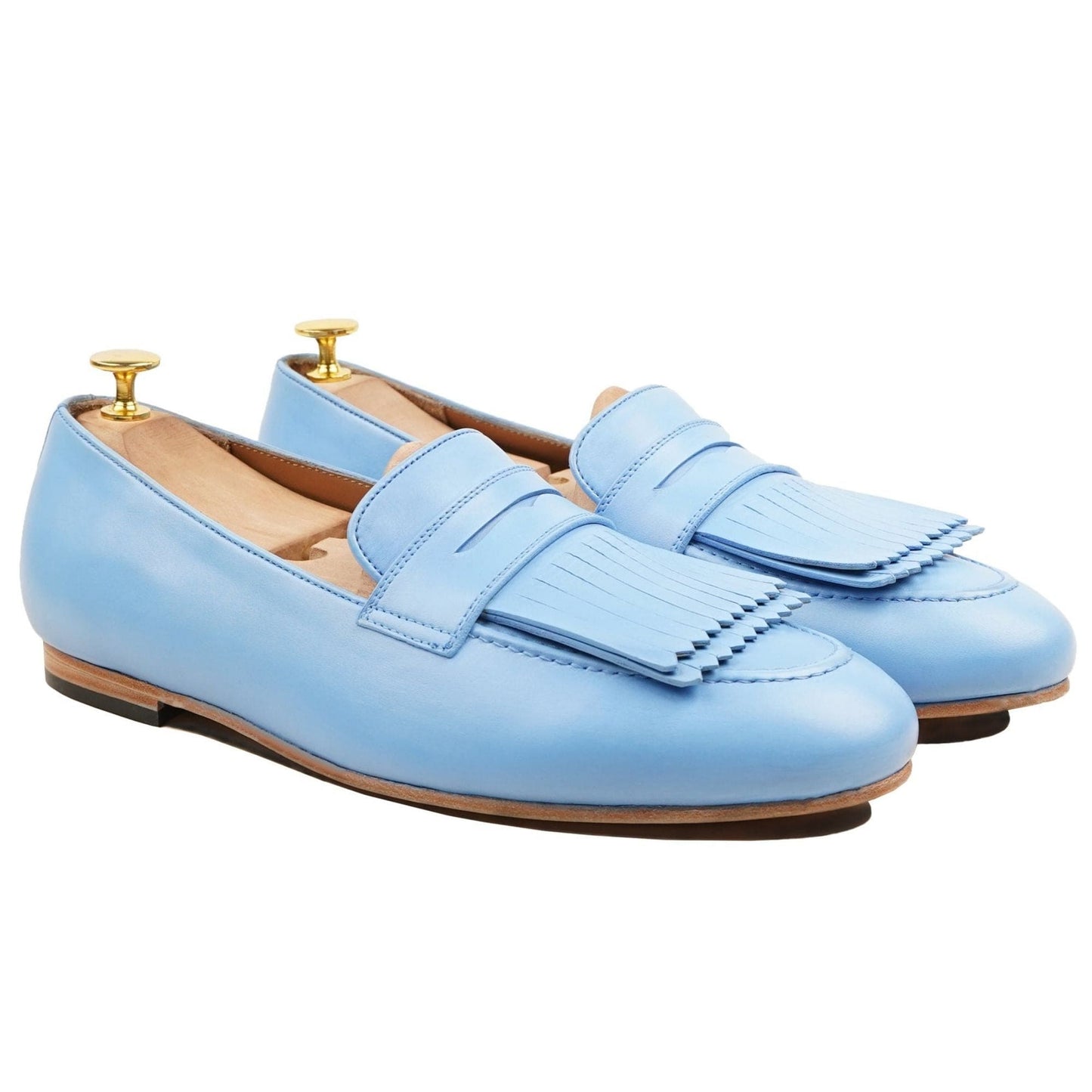 noirtide Handmade Customizable Men's Sky Blue Calf Leather Loafer