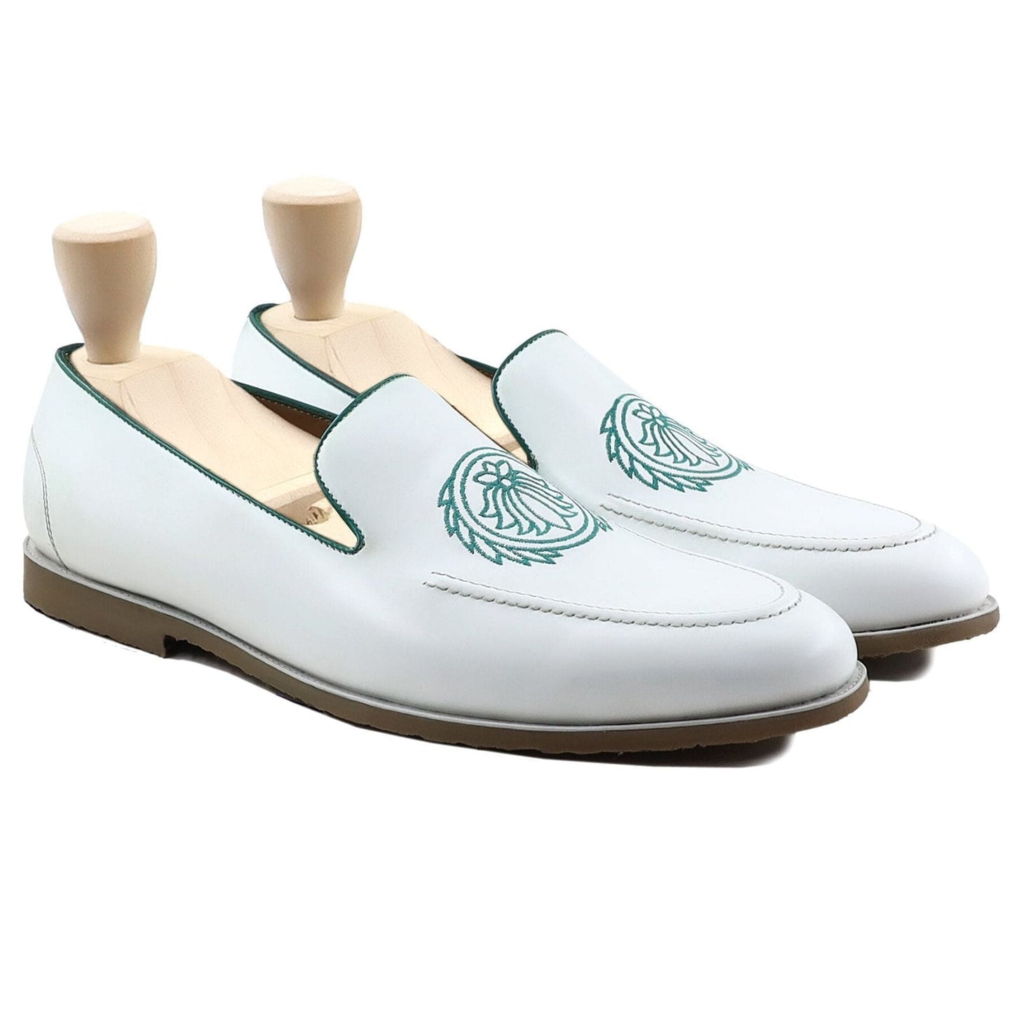 noirtide Handmade Customizable Men's White Calf Leather Loafer